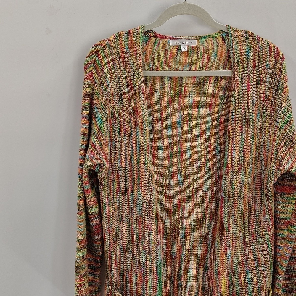 BLAKELEY sweater duster size OS goes with everything multicolor with pockets - Picture 2 of 9